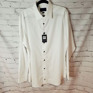 David Donahue White Slim Dress Shirt Size 17.5